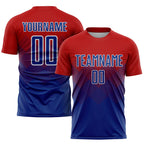 Custom Red Royal-White Sublimation Soccer Uniform Jersey photo 1