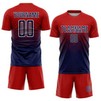 Custom Red Navy-White Sublimation Soccer Uniform Jersey photo 2