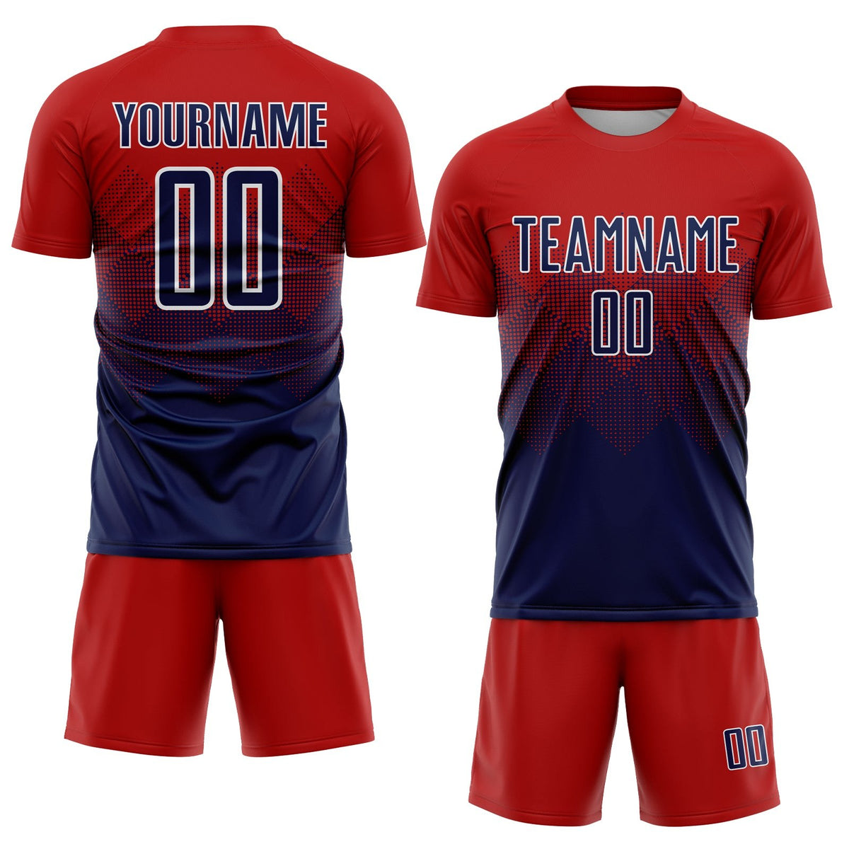 Custom Red Navy-White Sublimation Soccer Uniform Jersey photo 2