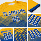Custom Gold Royal-White Sublimation Soccer Uniform Jersey detail