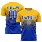 Custom Gold Royal-White Sublimation Soccer Uniform Jersey photo 1