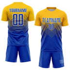 Custom Gold Royal-White Sublimation Soccer Uniform Jersey photo 2