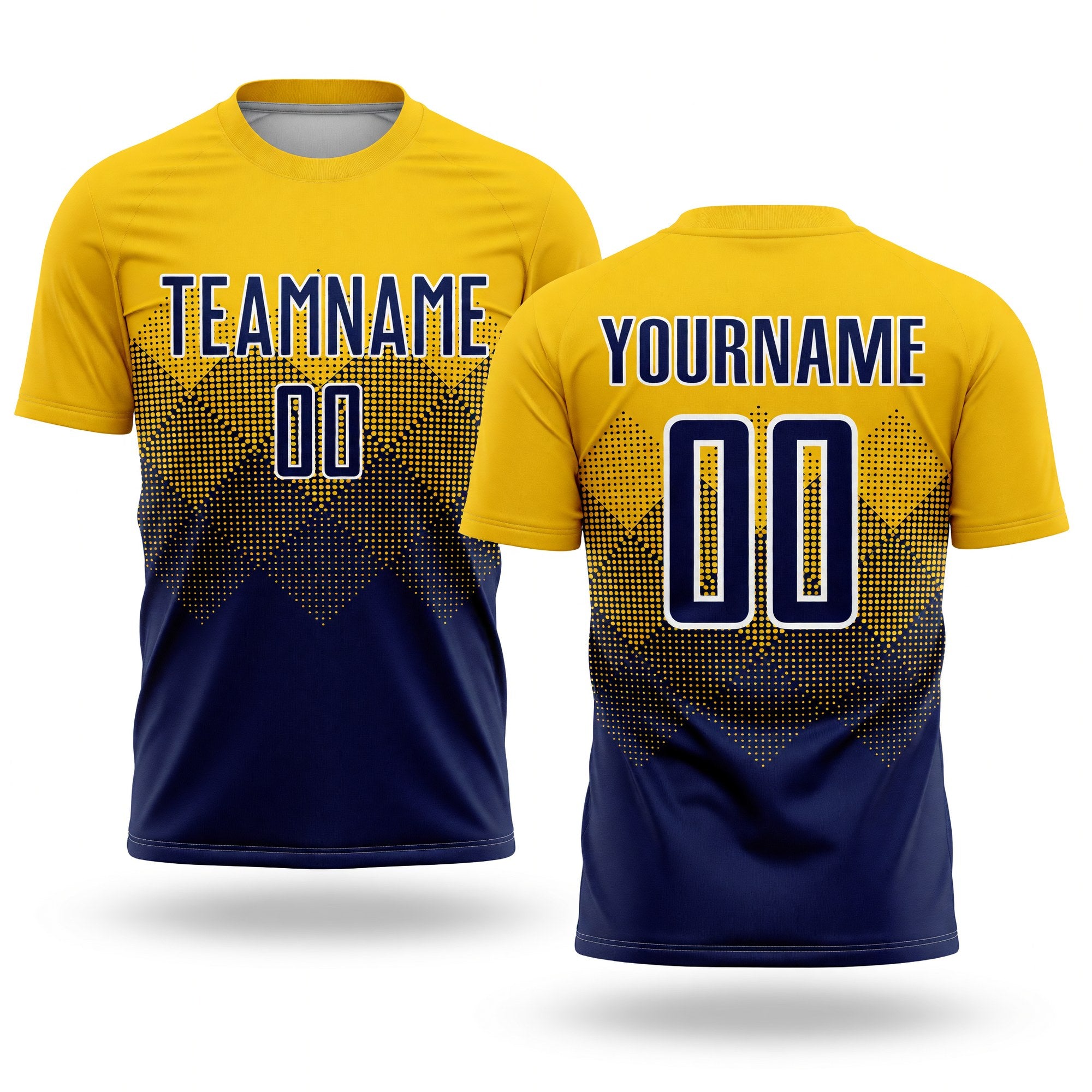 Custom Gold Navy-White Sublimation Soccer Uniform Jersey