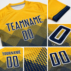 Custom Gold Navy-White Sublimation Soccer Uniform Jersey detail