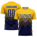 Custom Gold Navy-White Sublimation Soccer Uniform Jersey photo 1