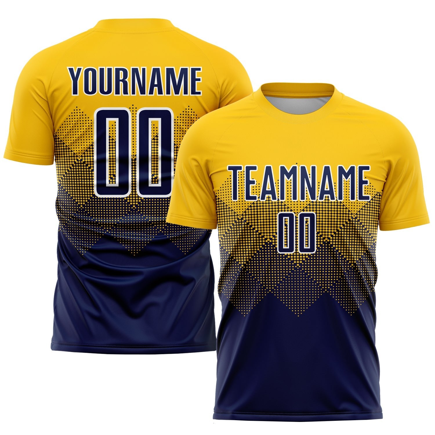 Custom Gold Navy-White Sublimation Soccer Uniform Jersey photo 1