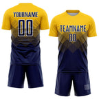 Custom Gold Navy-White Sublimation Soccer Uniform Jersey photo 2
