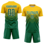 Custom Gold Kelly Green-White Sublimation Soccer Uniform Jersey photo 2