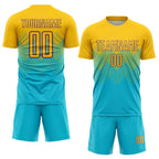 Custom Lakes Blue Gold-Purple Sublimation Soccer Uniform Jersey photo 2