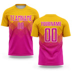 Custom Gold Deep Pink-White Sublimation Soccer Uniform Jersey