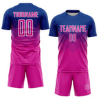 Custom Royal Deep Pink-White Sublimation Soccer Uniform Jersey photo 2