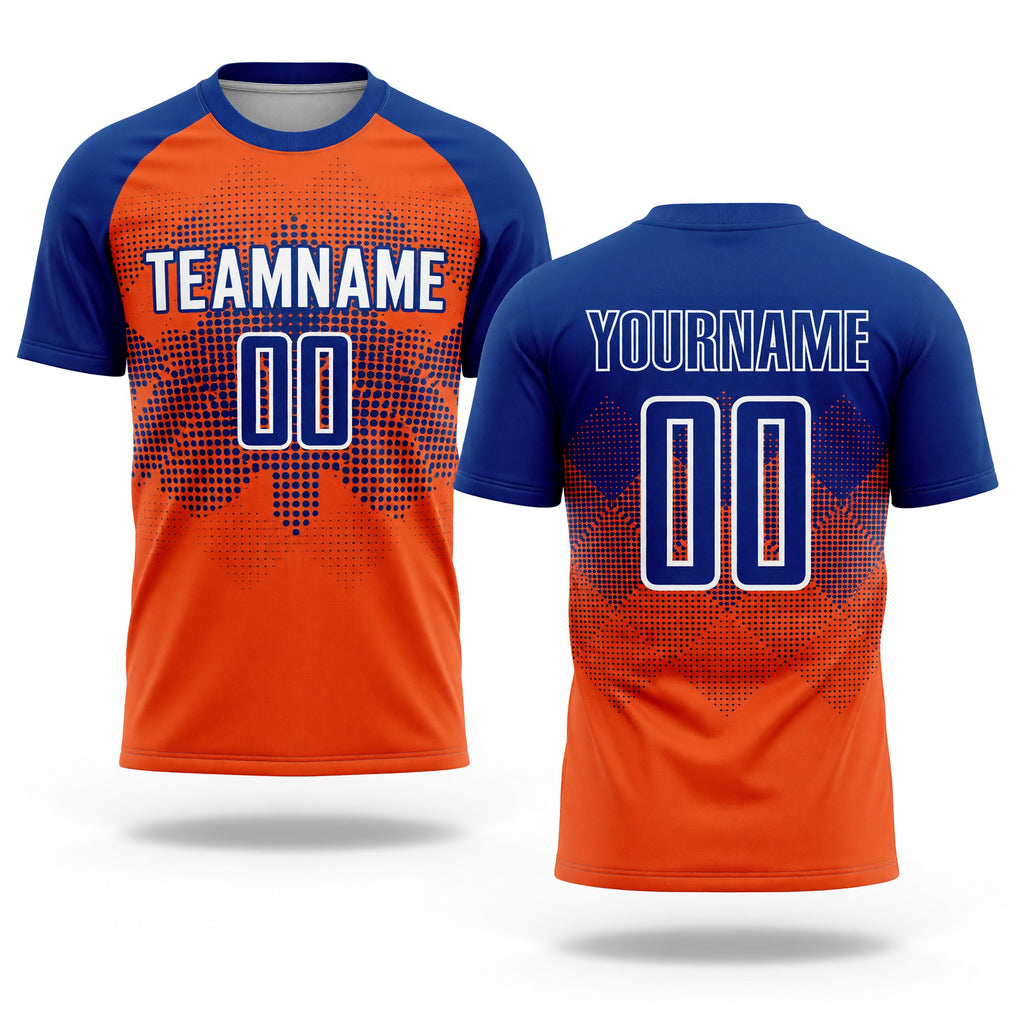 Custom Orange Royal-White Sublimation Soccer Uniform Jersey