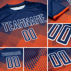 Custom Orange Royal-White Sublimation Soccer Uniform Jersey detail
