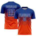 Custom Orange Royal-White Sublimation Soccer Uniform Jersey photo 1