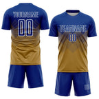 Custom Old Gold Royal-White Sublimation Soccer Uniform Jersey photo 2