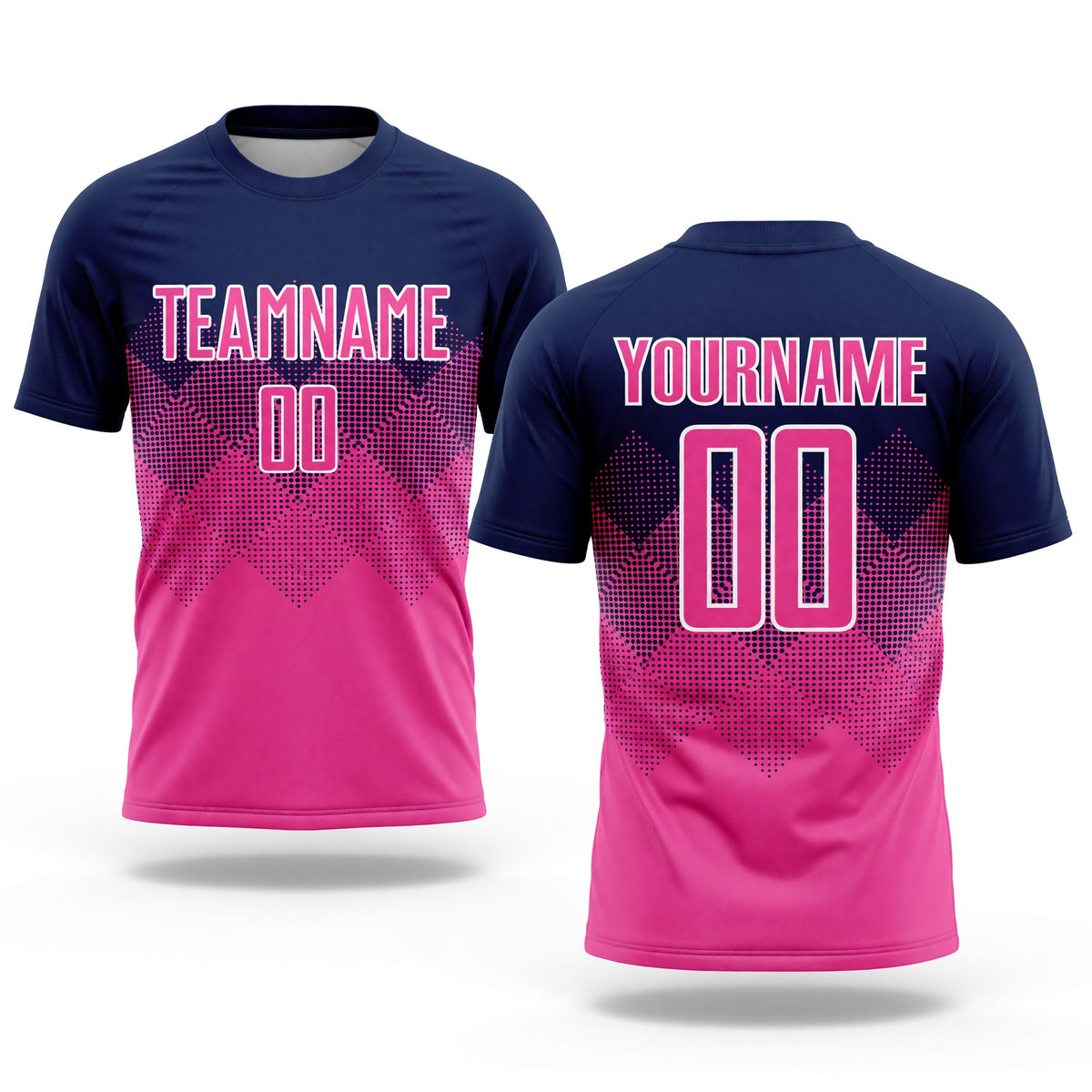 Custom Navy Pink-White Sublimation Soccer Uniform Jersey