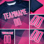 Custom Navy Pink-White Sublimation Soccer Uniform Jersey detail