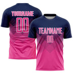 Custom Navy Pink-White Sublimation Soccer Uniform Jersey photo 1