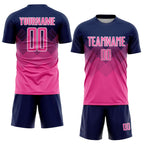 Custom Navy Pink-White Sublimation Soccer Uniform Jersey photo 2