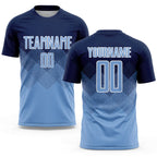 Custom Navy Light Blue-White Sublimation Soccer Uniform Jersey