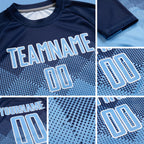 Custom Navy Light Blue-White Sublimation Soccer Uniform Jersey detail