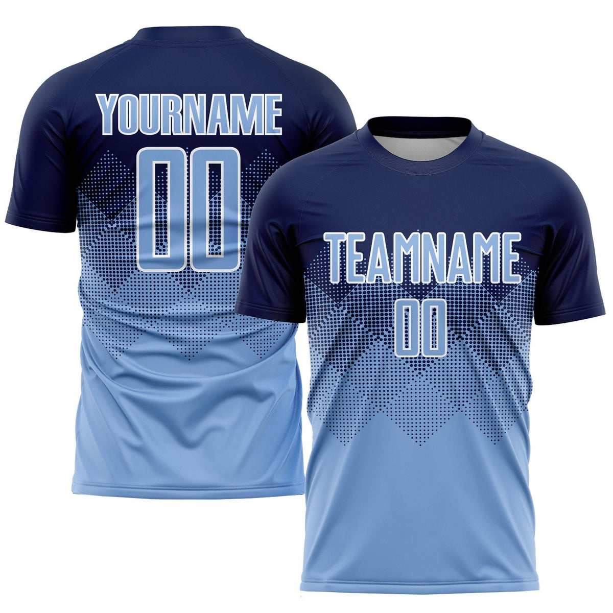 Custom Navy Light Blue-White Sublimation Soccer Uniform Jersey photo 1