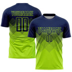Custom Neon Green Navy Sublimation Soccer Uniform Jersey photo 1