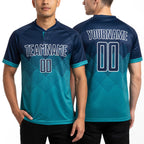 Custom Aqua Navy-White Sublimation Soccer Uniform Jersey worn front and back