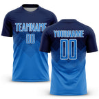 Custom Navy Powder Blue-White Sublimation Soccer Uniform Jersey
