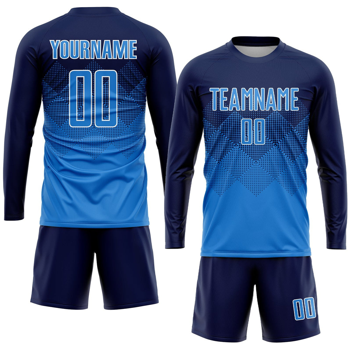 Custom Navy Powder Blue-White Sublimation Soccer Uniform Jersey photo 4