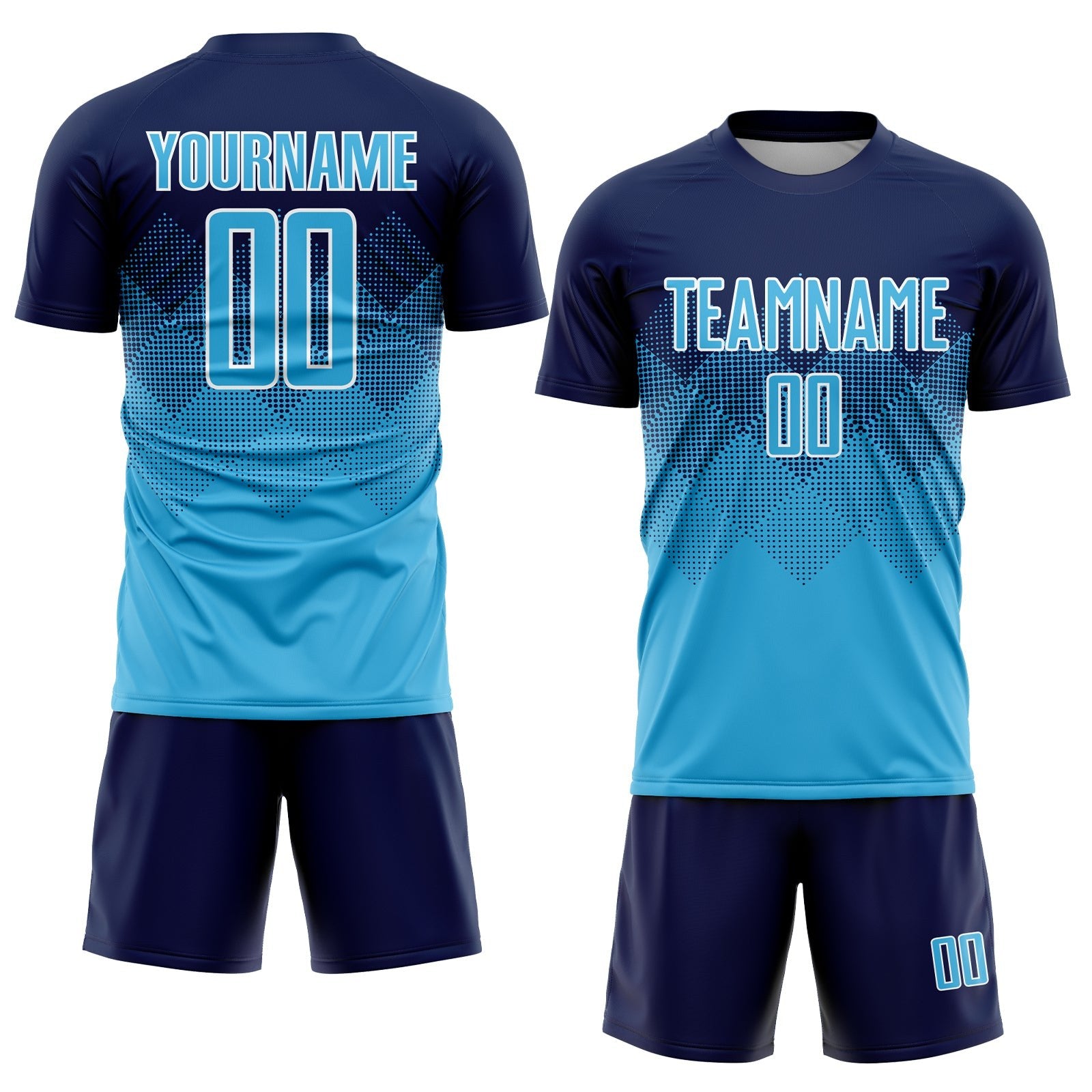 Custom Navy Sky Blue-White Sublimation Soccer Uniform Jersey photo 2