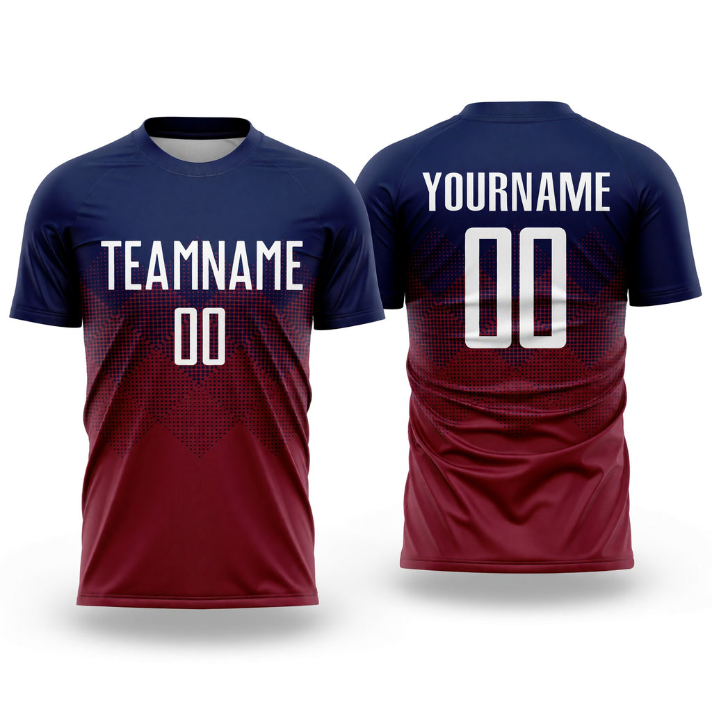 Custom Navy White-Crimson Sublimation Soccer Uniform Jersey
