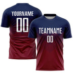 Custom Navy White-Crimson Sublimation Soccer Uniform Jersey photo 1