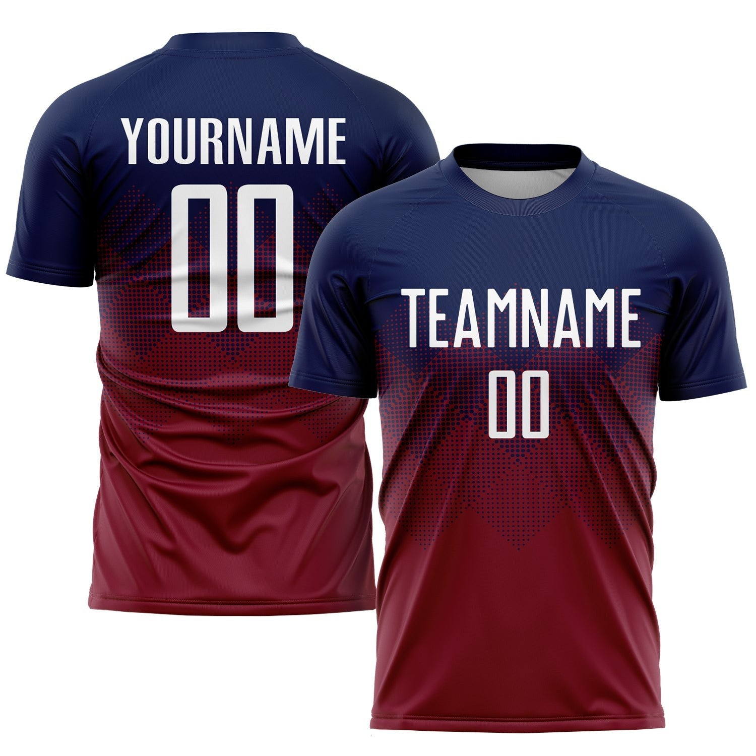Custom Navy White-Crimson Sublimation Soccer Uniform Jersey photo 1