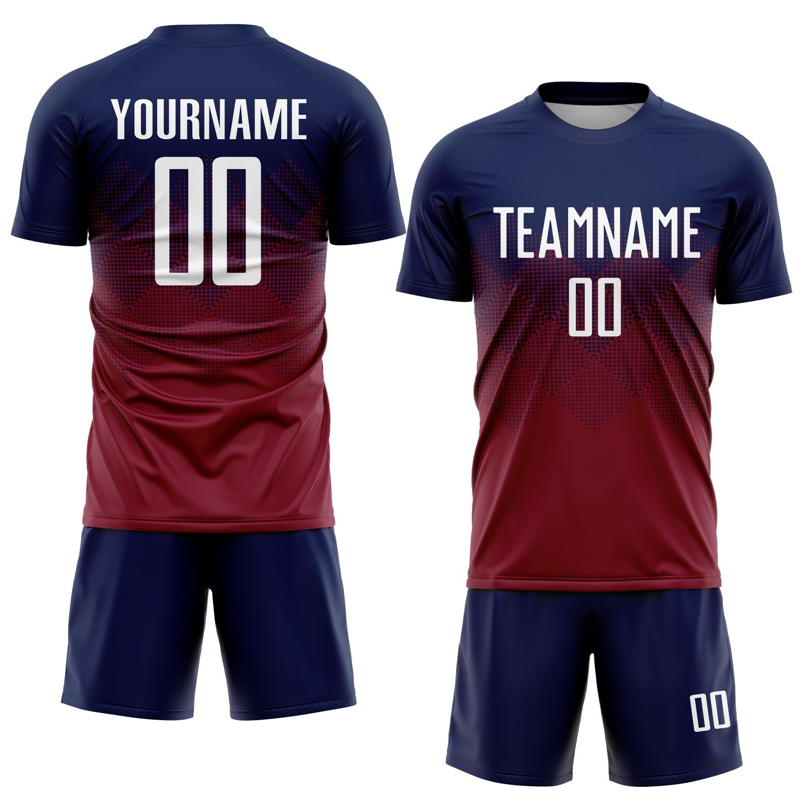 Custom Navy White-Crimson Sublimation Soccer Uniform Jersey photo 2