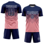 Custom Medium Pink Navy-White Sublimation Soccer Uniform Jersey photo 2