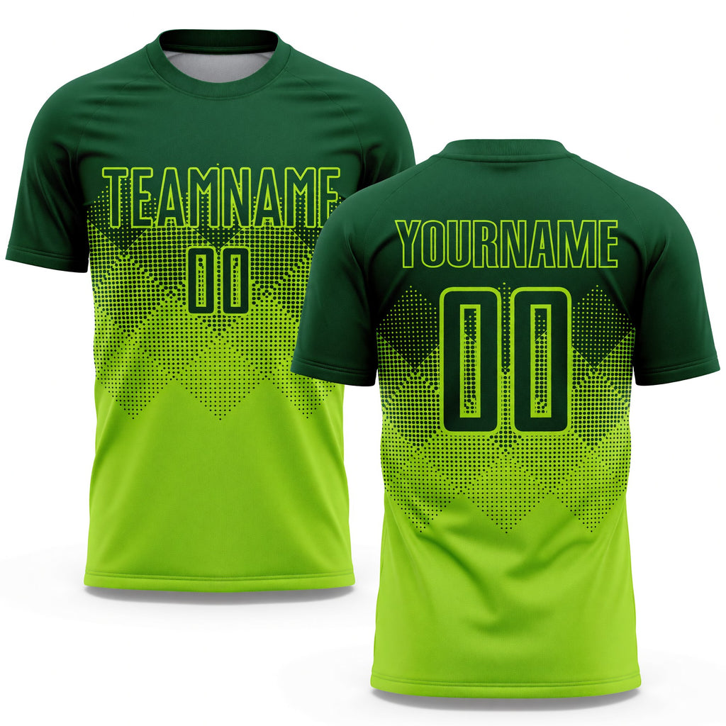 Custom Neon Green Green Sublimation Soccer Uniform Jersey