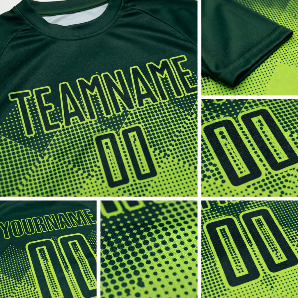 Custom Neon Green Green Sublimation Soccer Uniform Jersey detail