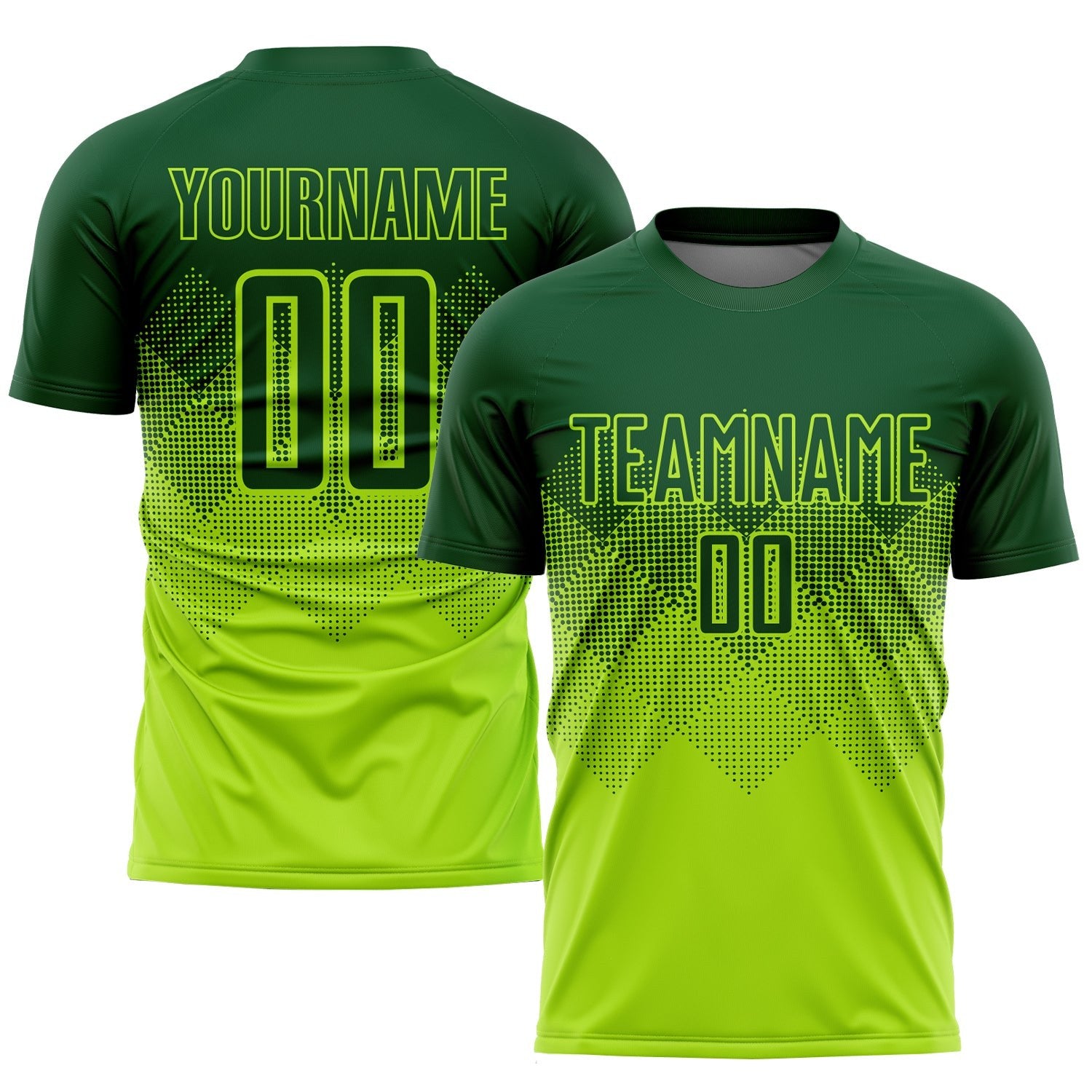 Custom Neon Green Green Sublimation Soccer Uniform Jersey photo 1