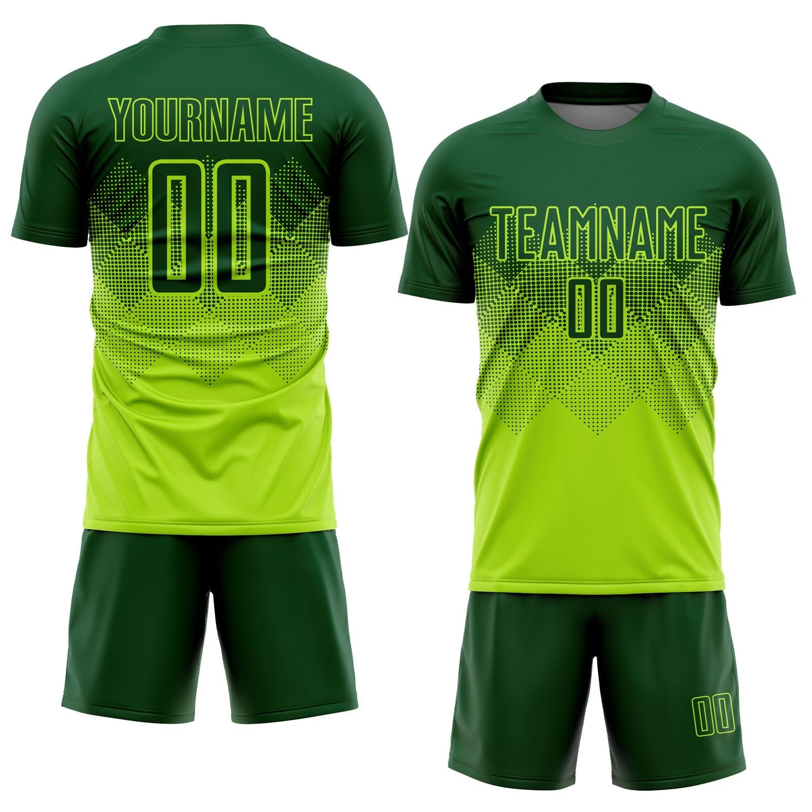 Custom Neon Green Green Sublimation Soccer Uniform Jersey photo 2