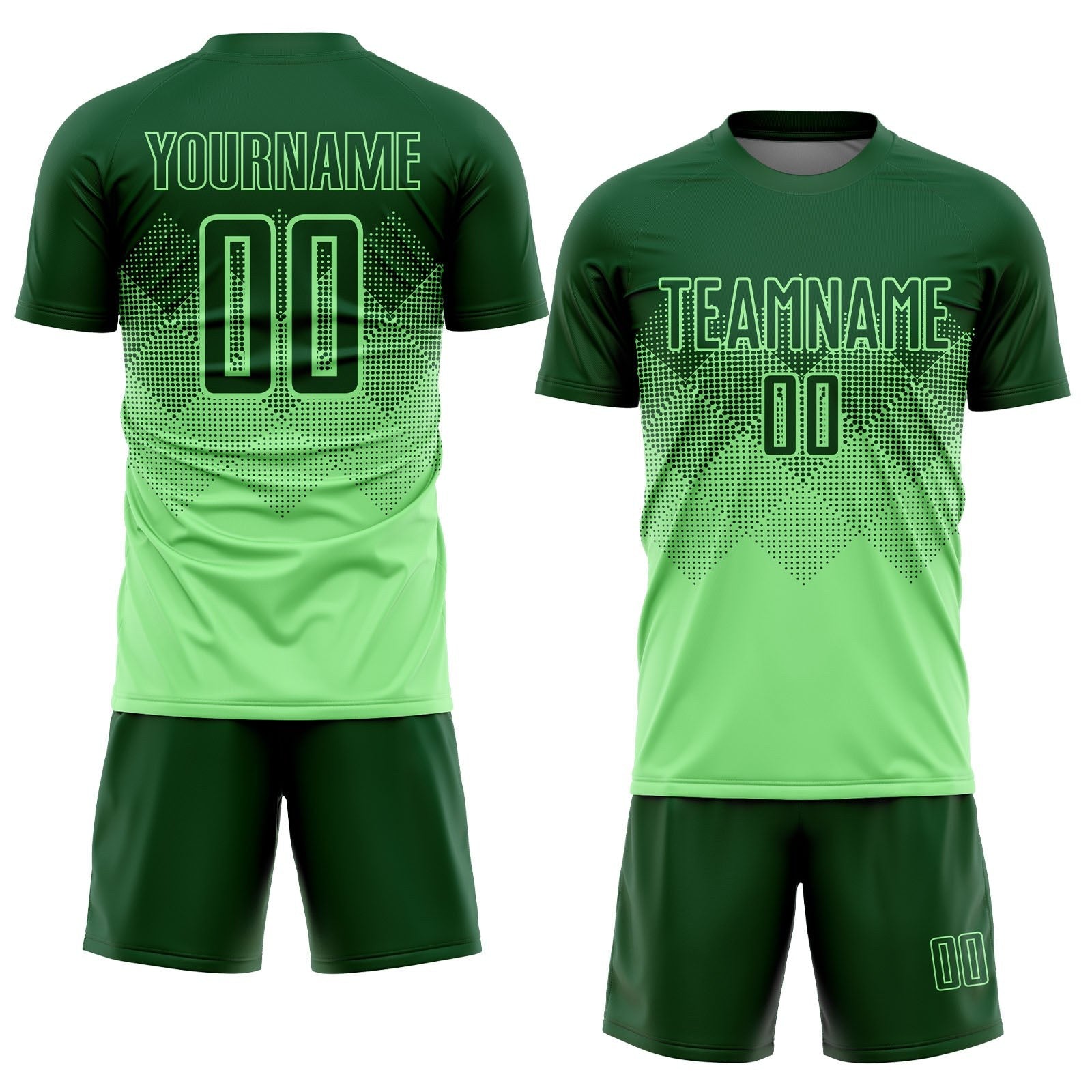 Custom Pea Green Green Sublimation Soccer Uniform Jersey photo 2