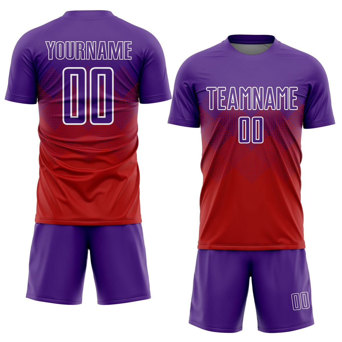 Custom Red Purple-White Sublimation Soccer Uniform Jersey photo 2