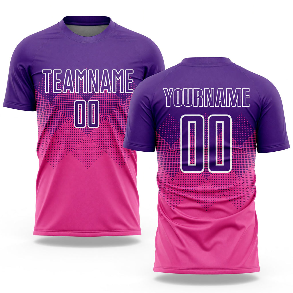 Custom Pink Purple-White Sublimation Soccer Uniform Jersey