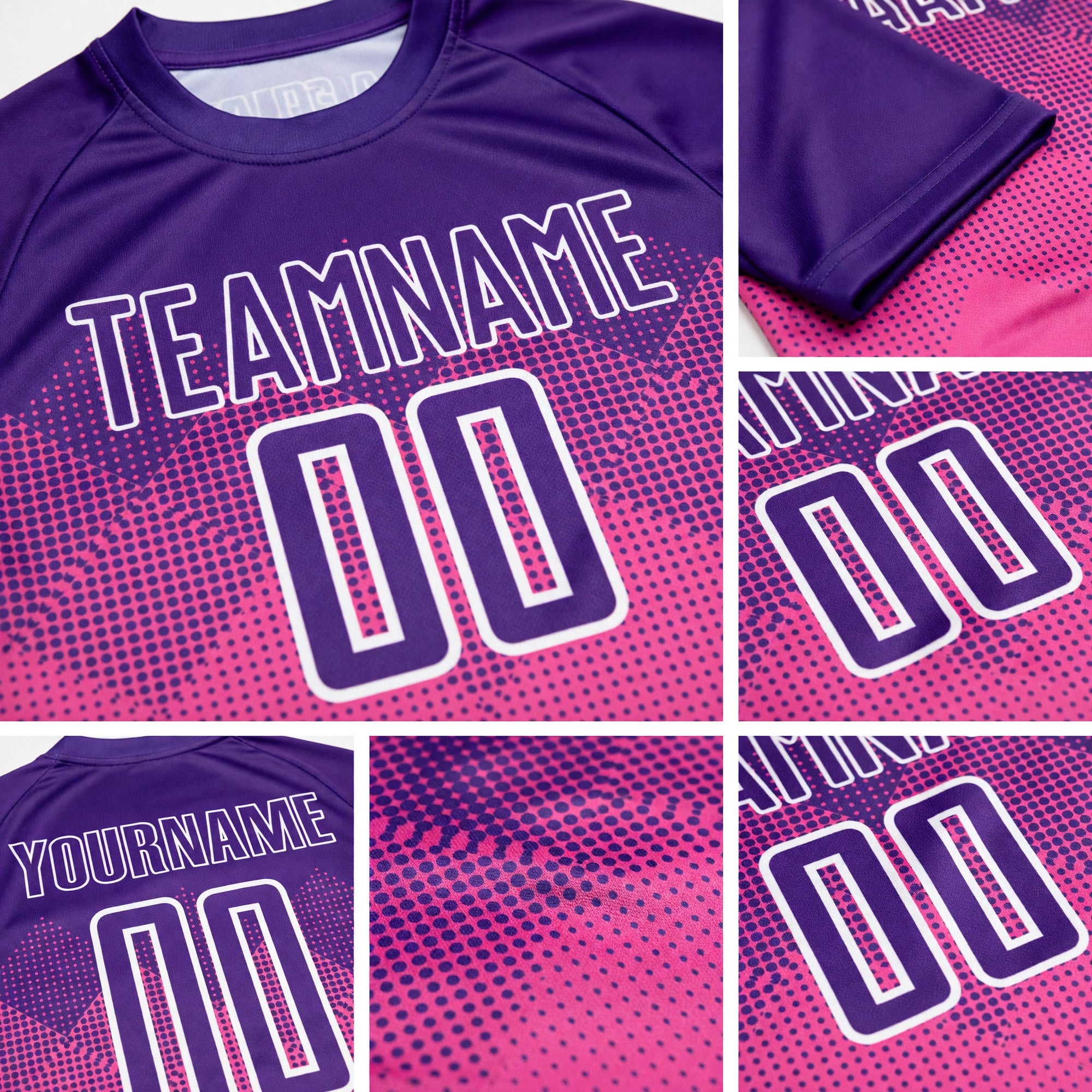 Custom Pink Purple-White Sublimation Soccer Uniform Jersey detail