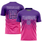 Custom Pink Purple-White Sublimation Soccer Uniform Jersey photo 1