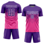 Custom Pink Purple-White Sublimation Soccer Uniform Jersey photo 2