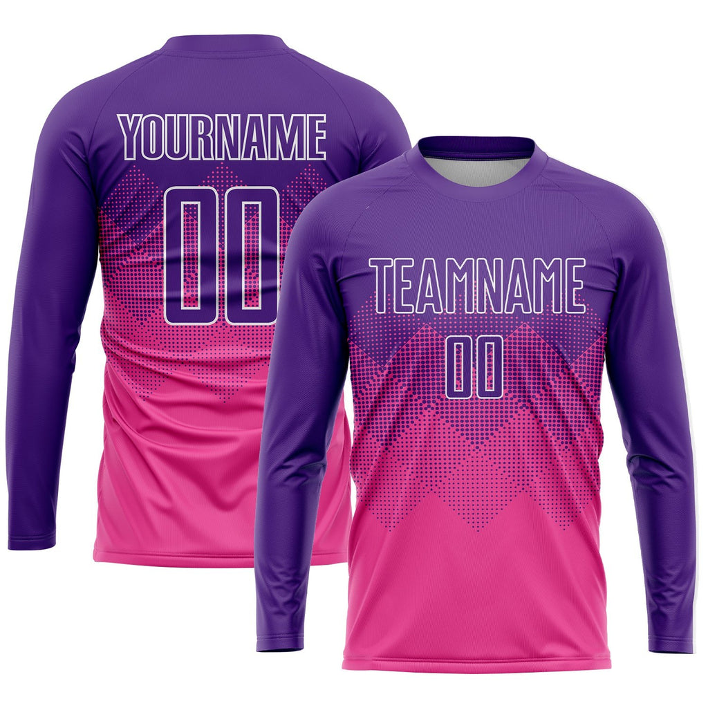 Custom Pink Purple-White Sublimation Soccer Uniform Jersey photo 3