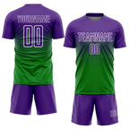 Custom Grass Green Purple-White Sublimation Soccer Uniform Jersey photo 2