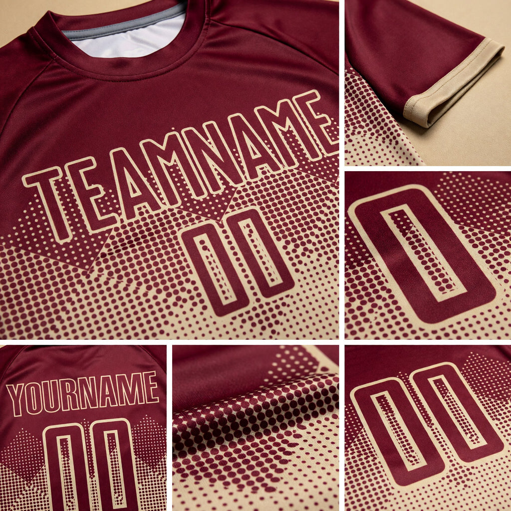 Custom Cream Crimson Sublimation Soccer Uniform Jersey detail