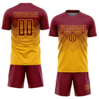 Custom Gold Crimson Sublimation Soccer Uniform Jersey photo 2